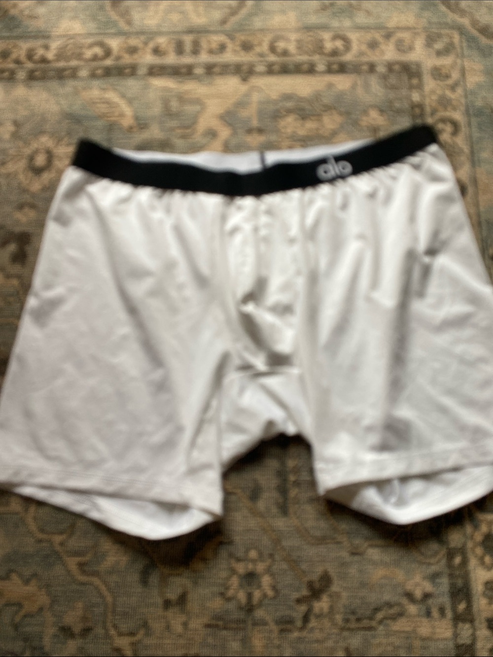 ALO Yoga Men’s White Boxer Briefs with Black Waistband